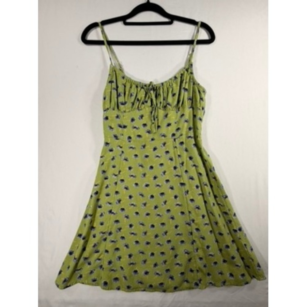 Urban Outfitters Mini Dress Women Small Green Floral Excellent Smocked Boho